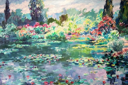 Ngắm bức tranh 100.000 USD của hoạ sĩ Nguyễn Trí Minh vẽ vườn ao Giverny