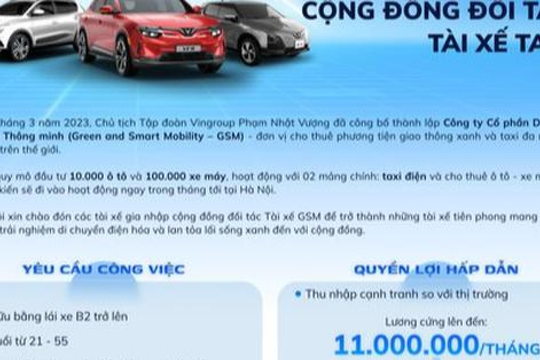 Công ty taxi điện của ông Phạm Nhật Vượng ồ ạt tuyển tài xế