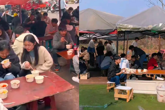 Vì sao sinh viên Trung Quốc ăn trưa ngoài công trường?