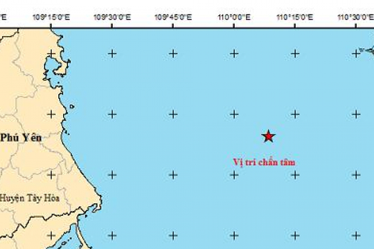 Động đất ở Biển Đông, cách Tuy Hoà (Phú Yên) 82km