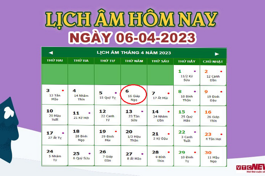 Lịch âm 6/4 –  Xem lịch vạn niên ngày 6/4/2023