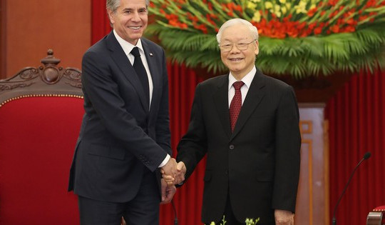 Những hình ảnh Tổng Bí thư Nguyễn Phú Trọng tiếp Ngoại trưởng Mỹ Antony Blinken