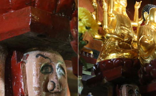 Tượng 'đầu người đội Phật' hơn nghìn tuổi ở chùa Bà Bụt - Nghệ An
