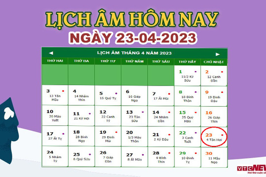 Lịch âm 23/4 – Âm lịch hôm nay 23/4 - Xem lịch vạn niên ngày 23/4/2023