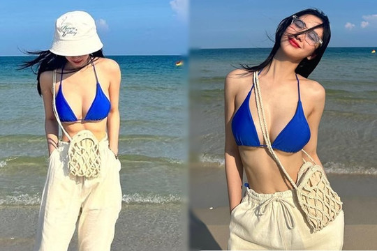 "Cô bé trà sữa Việt Nam” diện bikini dây bé xíu nóng nhất bãi biển