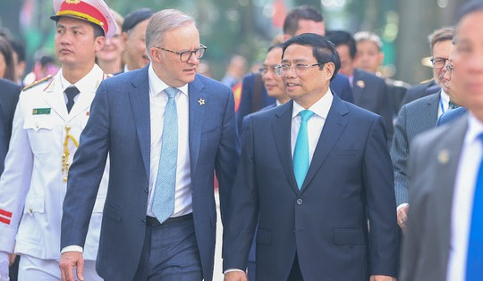 Cận cảnh Thủ tướng Phạm Minh Chính chủ trì lễ đón Thủ tướng Úc