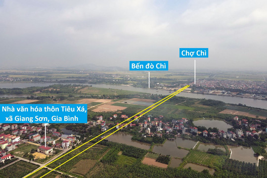 Toàn cảnh vị trí quy hoạch xây cầu vượt sông Đuống nối huyện Tiên Du - Gia Bình, Bắc Ninh