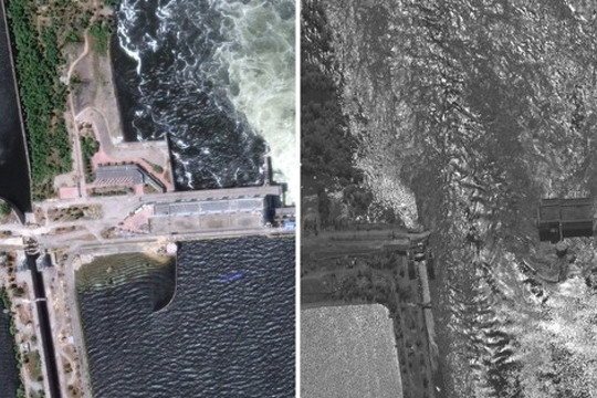 Hình ảnh vệ tinh hé lộ hậu quả thảm khốc từ vụ vỡ đập ở Kherson