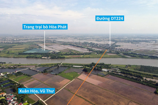 Toàn cảnh vị trí quy hoạch xây cầu vượt sông Trà Lý nối Hưng Hà - Vũ Thư, Thái Bình