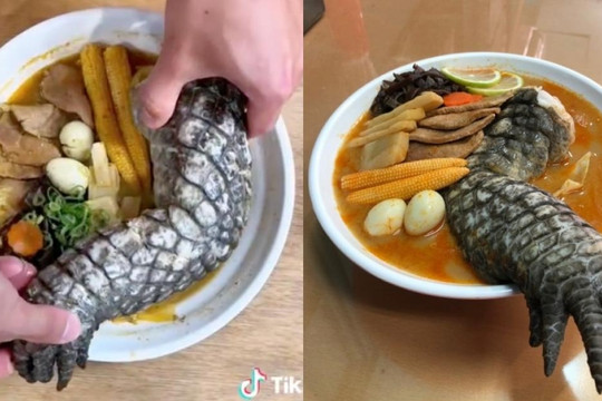 Nhà hàng Đài Loan khiến du khách "sởn tóc gáy" vì bán món mì chân cá sấu