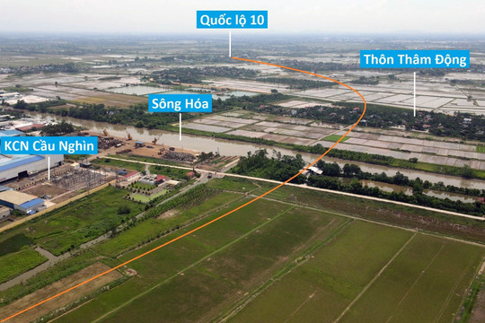 Toàn cảnh vị trí sẽ xây cầu vượt sông Hóa nối Thái Bình - Hải Phòng trên tuyến đường TP Thái Bình - Cầu Nghìn