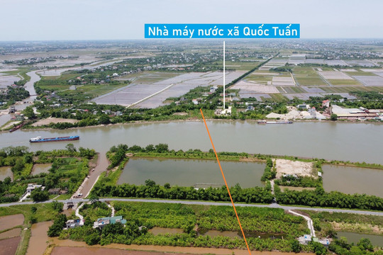 Toàn cảnh vị trí dự kiến xây cầu vượt sông Trà Lý nối huyện Kiến Xương - Thái Thụy trên cao tốc Ninh Bình - Hải Phòng
