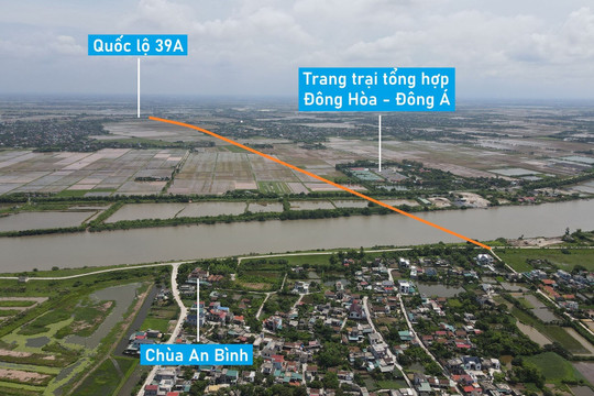 Toàn cảnh vị trí dự kiến xây cầu vượt sông Trà Lý nối huyện Kiến Xương - Đông Hưng trên cao tốc Thái Bình - Hưng Yên