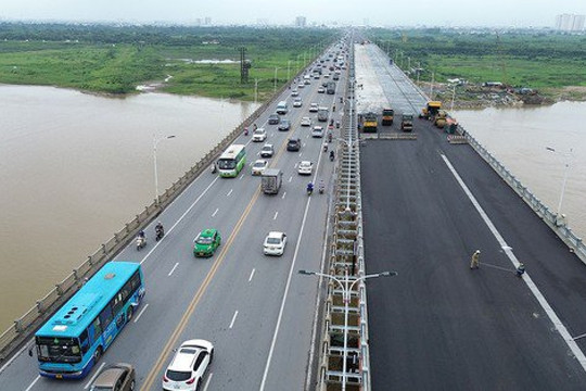 Toàn cảnh tăng tốc thi công cầu hơn 2.500 tỷ đồng vượt sông Hồng