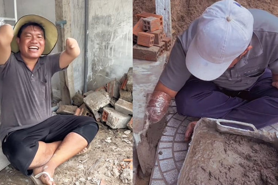 Chàng thợ xây cụt 2 tay ở Sóc Trăng khiến nhiều dân mạng cảm phục đến rơi lệ