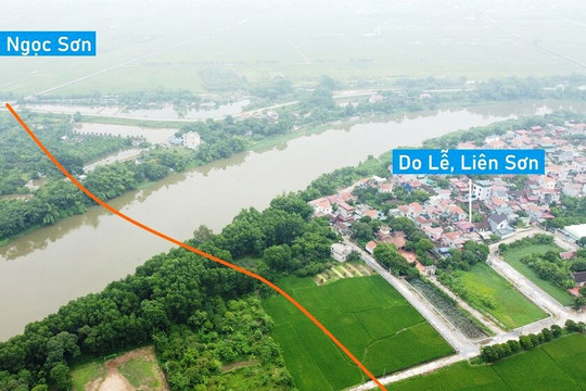 Toàn cảnh vị trí dự kiến xây cầu vượt sông Đáy nối xã Liên Sơn - Ngọc Sơn, Kim Bảng, Hà Nam