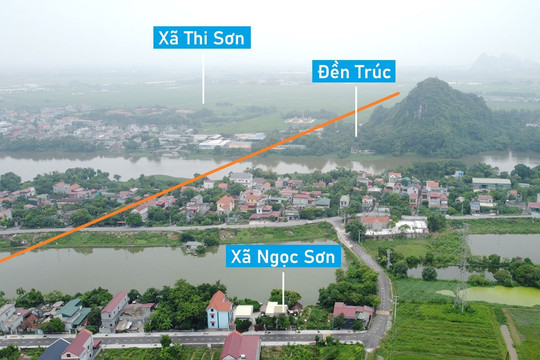 Toàn cảnh vị trí dự kiến xây cầu vượt sông Đáy nối xã Ngọc Sơn - Thi Sơn, Kim Bảng, Hà Nam