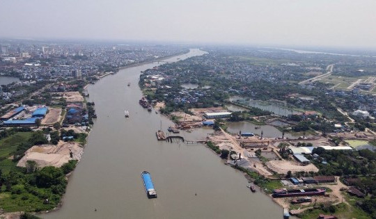 Cầu vượt sông Đào nối đường Song Hào - Vũ Hữu tại TP Nam Định đã xong 25%