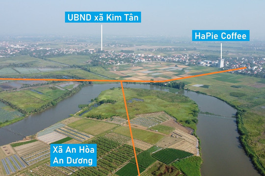Toàn cảnh vị trí dự kiến xây cầu vượt sông Cổ Bồng nối Kim Thành, Hải Dương với An Dương, Hải Phòng