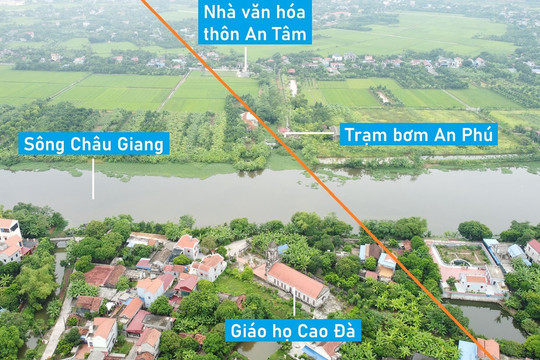 Toàn cảnh vị trí quy hoạch xây cầu vượt sông Châu Giang nối xã An Ninh, Bình Lục với Nhân Mỹ, Lý Nhân, Hà Nam