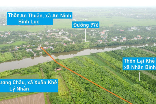 Toàn cảnh vị trí quy hoạch xây cầu vượt sông Châu Giang nối xã An Ninh, Bình Lục với Xuân Khê, Lý Nhân, Hà Nam