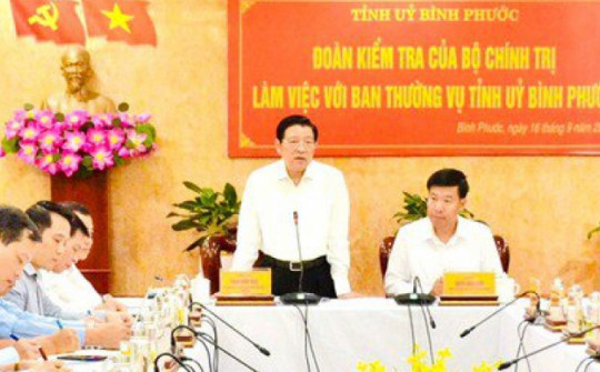 Công bố quyết định kiểm tra của Bộ Chính trị với Ban Thường vụ Tỉnh ủy Bình Phước
