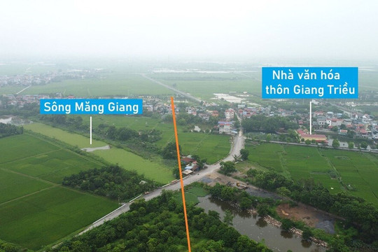 Toàn cảnh vị trí dự kiến xây cầu vượt sông Măng Giang nối Kim Bảng, Hà Nam với Ứng Hòa, Hà Nội