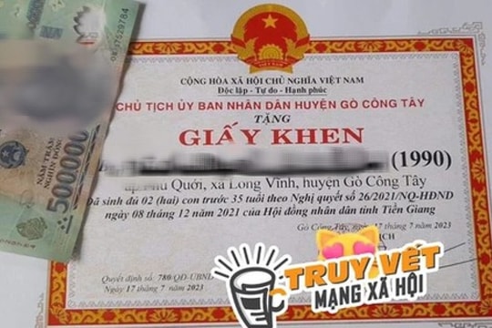 Sự thật việc khen thưởng phụ nữ dưới 35 tuổi sinh đủ 2 con ở Tiền Giang