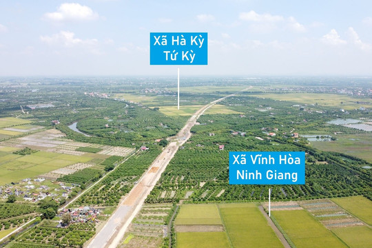 Toàn cảnh tuyến đường trục đông - tây đang xây dựng qua huyện Tứ Kỳ, Hải Dương