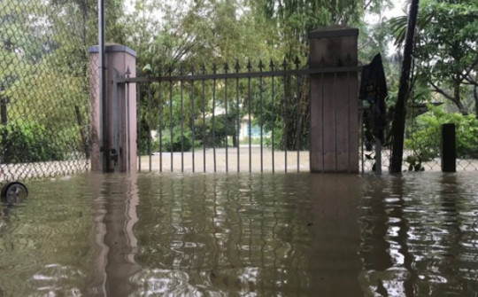 CLIP: Mưa trút xối xả, nhà dân, đường phố Tam Kỳ chìm trong biển nước
