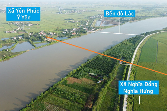 Toàn cảnh vị trí dự kiến xây cầu vượt sông Đào nối Ý Yên - Nghĩa Hưng, Nam Định