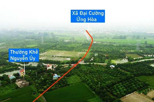 Toàn cảnh vị trí quy hoạch xây cầu vượt sông Măng Giang nối Kim Bảng, Hà Nam với Ứng Hòa, Hà Nội