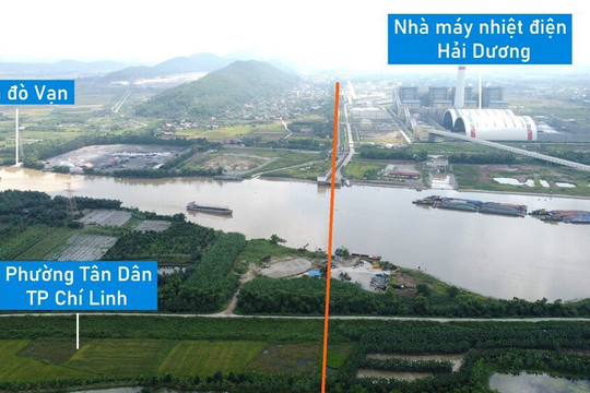 Toàn cảnh vị trí quy hoạch xây cầu vượt sông Kinh Thầy nối TP Chí Linh với TX Kinh Môn, Hải Dương