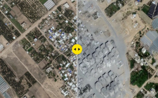 Ảnh vệ tinh chụp Dải Gaza trước và sau khi bị bắn phá