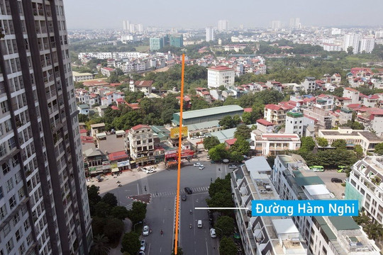 Toàn cảnh vị trí sẽ xây cầu vượt sông Nhuệ trên đường Hàm Nghi, Nam Từ Liêm, Hà Nội