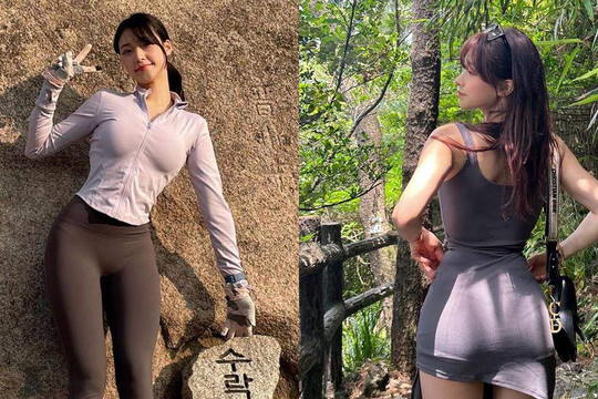 Mê leo núi, người đẹp Hàn Quốc hút mọi ánh nhìn với váy ngắn, quần legging