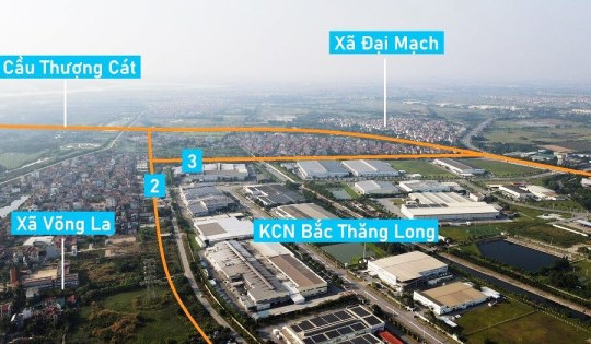 Vị trí thực tế sắp làm ba đường kết nối KCN Bắc Thăng Long, Hà Nội
