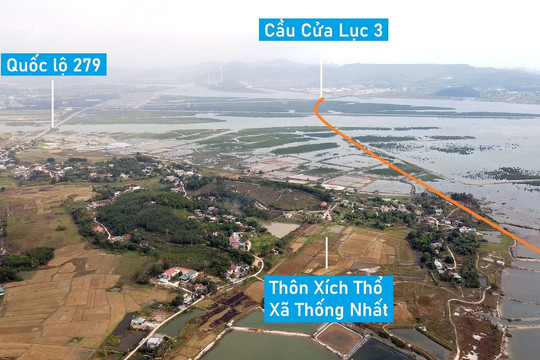 Toàn cảnh vị trí sẽ xây cầu nối xã Thống Nhất với cầu Cửa Lục 3, TP Hạ Long, Quảng Ninh
