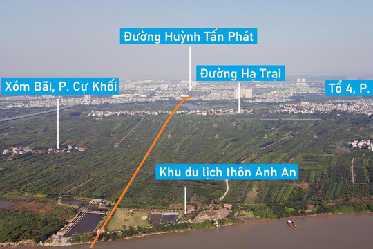 Toàn cảnh vị trí quy hoạch xây cầu đường sắt vượt sông Hồng nối Hoàng Mai - Long Biên, Hà Nội