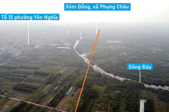 Toàn cảnh vị trí dự kiến quy hoạch cầu vượt sông Đáy nối Hà Đông - Chương Mỹ, Hà Nội