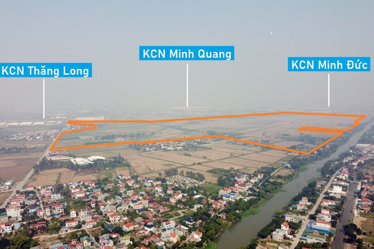 Toàn cảnh vị trí dự kiến quy hoạch KCN Hưng Long - Ngọc Lâm - Xuân Dục ở Mỹ Hào, Hưng Yên rộng khoảng 250 ha