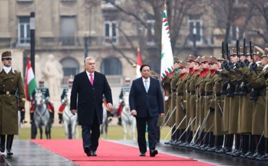 Trang trọng lễ đón Thủ tướng Phạm Minh Chính thăm chính thức Hungary