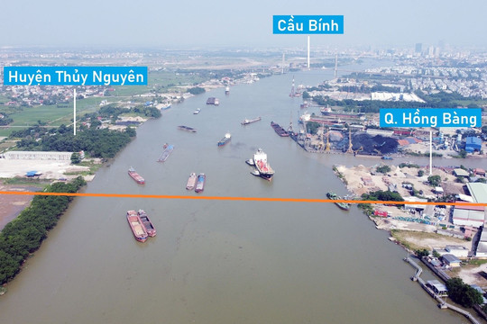 Toàn cảnh vị trí dự kiến quy hoạch cầu vượt sông Cấm nối Thủy Nguyên - Hồng Bàng, TP Hải Phòng