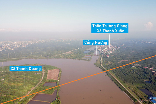 Toàn cảnh vị trí dự kiến quy hoạch cầu vượt sông Thái Bình nối xã Thanh Xuân - Thanh Quang, Thanh Hà, Hải Dương