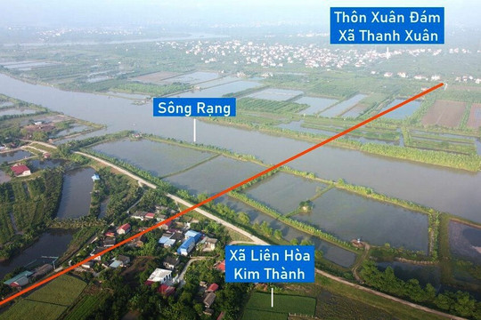Toàn cảnh vị trí dự kiến quy hoạch cầu vượt sông Rạng nối Thanh Hà - Kim Thành, Hải Dương
