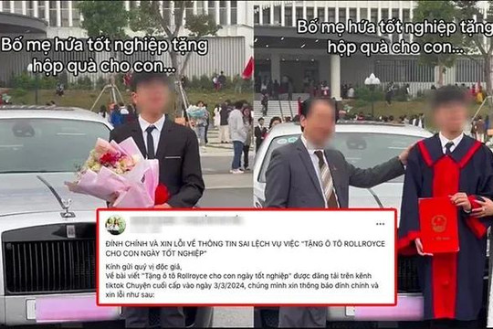 Studio chụp ảnh xin lỗi vụ bố tặng con trai 'siêu xe’ dịp tốt nghiệp ở Phú Thọ