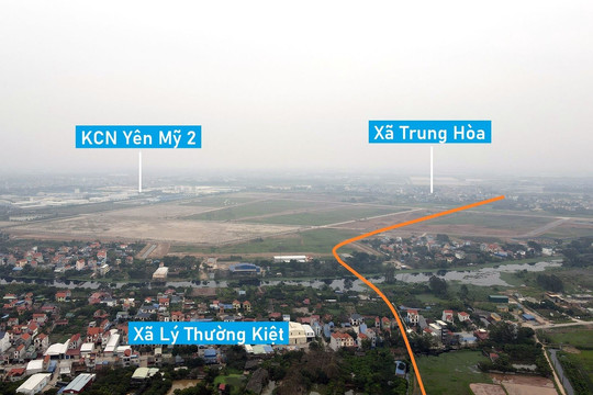 Toàn cảnh vị trí quy hoạch cầu vượt sông Bắc Hưng Hải nối hai KCN lớn ở huyện Yên Mỹ, Hưng Yên