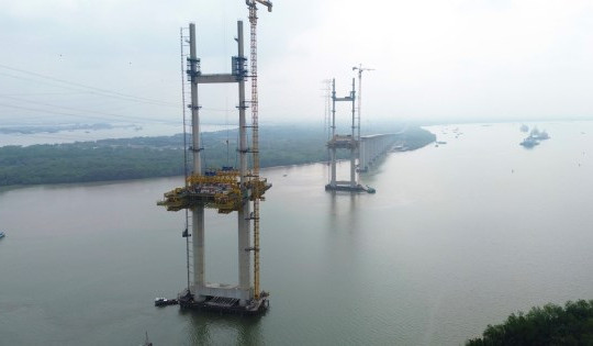 Hình ảnh cầu Bình Khánh đã hoàn thành 70%