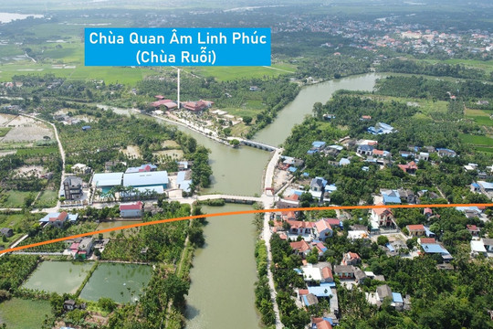 Toàn cảnh vị trí dự kiến xây cầu vượt sông Si nối xã Hợp Thành - Quảng Thanh, Thủy Nguyên, Hải Phòng