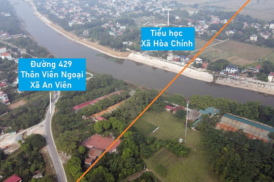 Toàn cảnh vị trí quy hoạch cầu vượt sông Đáy nối Chương Mỹ - Ứng Hòa, Hà Nội